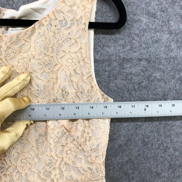 Ann Taylor Loft Sleeveless Lace Dress Size 4 Cream A-Line Knee Length Formal - Picture 9 of 11